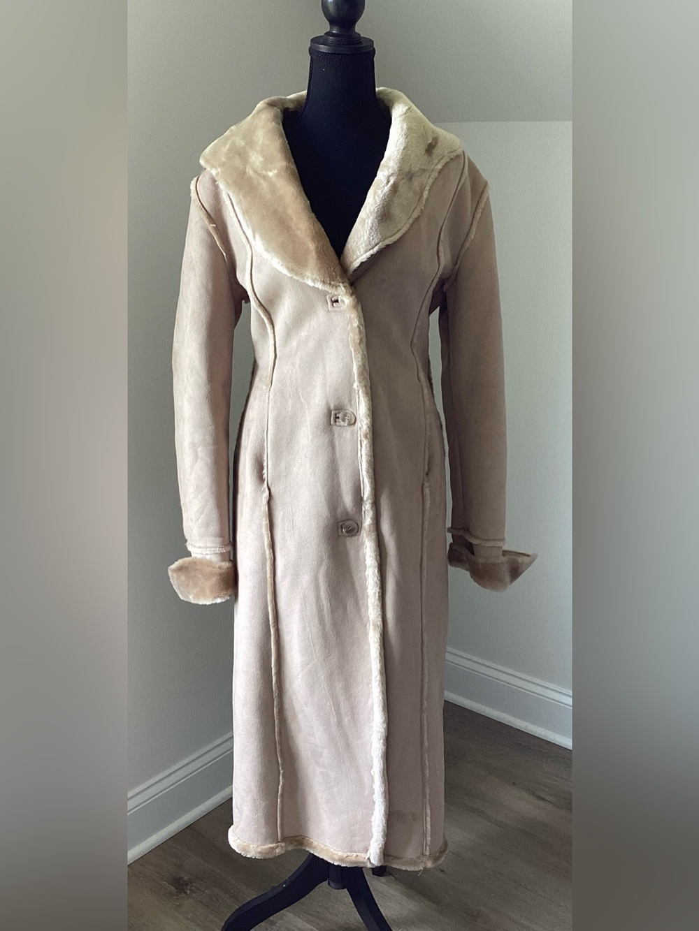 NWT Wilsons Faux Shearling Long Coat Quiet Luxury Old Money Boho Chic Size Small